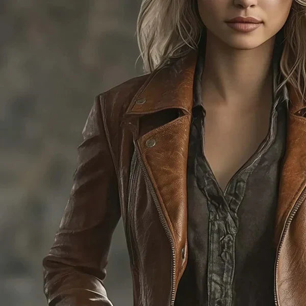 Taillierte damen-kunstlederjacke mit reißverschlusstaschen – damen