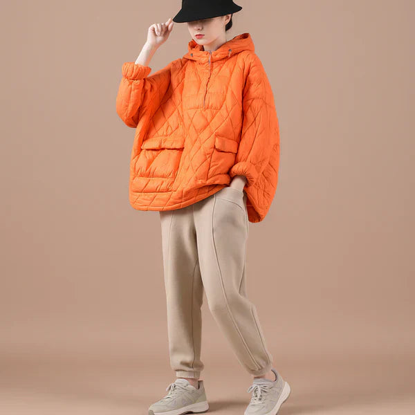 Oversized-steppjacke für damen, leicht, mit kapuze – damen