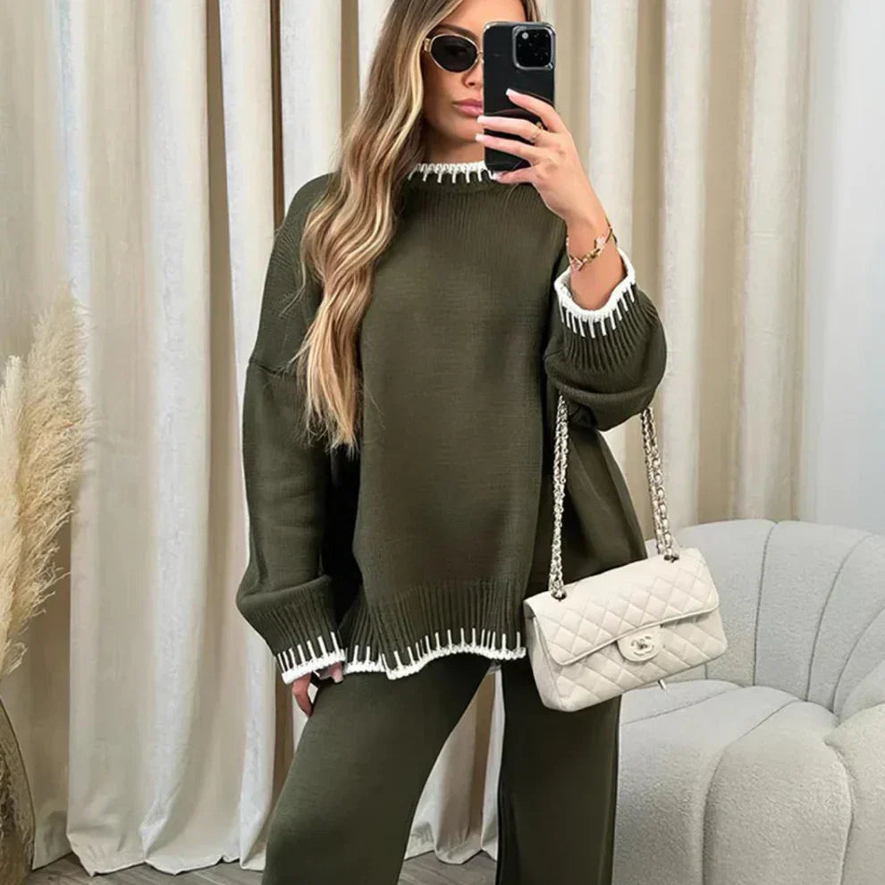 Stylischer trainingsanzug mit geteiltem pullover für damen – damen