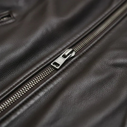 Oskar – slim fit lederjacke mit stehkragen und zipper