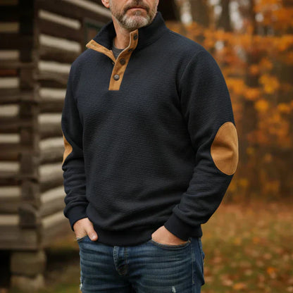 Rune – lässigess weatshirt mit stehkragen und ellenbogenpatches