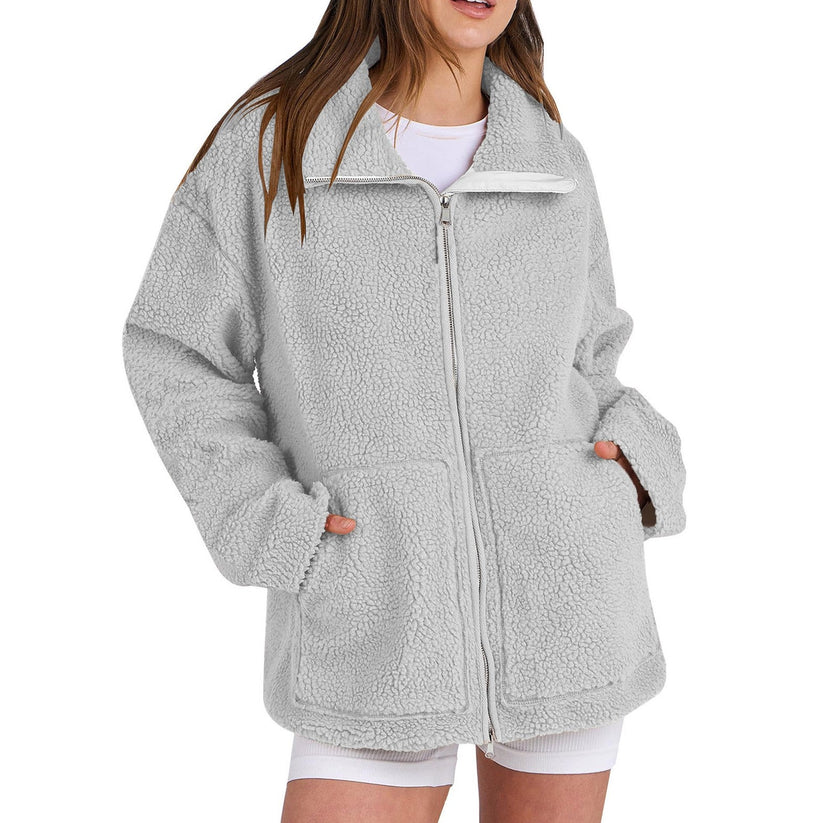 Adamina lässiger wollmantel mit rollkragen – damen