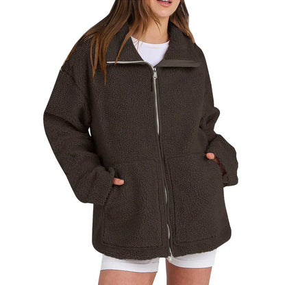 Adamina lässiger wollmantel mit rollkragen – damen