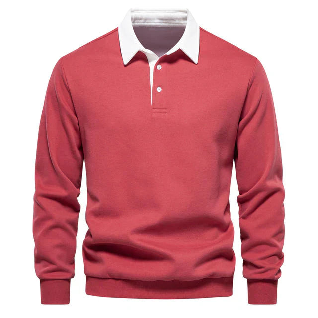 Elegantes langärmeliges poloshirt für herren mit klassischem kragen