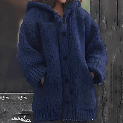 Jaqueline – gemütliche strickjacke mit kapuze und taschen