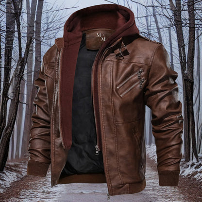 Heat leather - hochwertige warme lederjacke mit kapuze