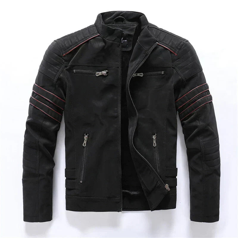 Herren-bikerjacke mit reißverschluss – auffälliges lederdesign