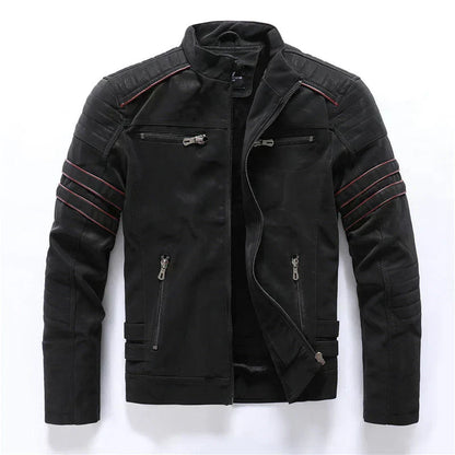Herren-bikerjacke mit reißverschluss – auffälliges lederdesign