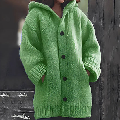 Jaqueline – gemütliche strickjacke mit kapuze und taschen