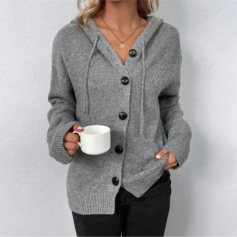 Wärmender damen-strickcardigan mit knöpfen