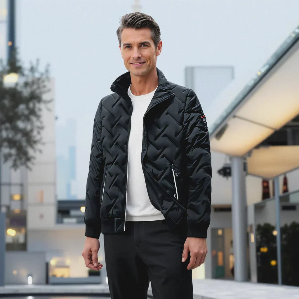Wattierte winterjacke mit reißverschlusstaschen – herren