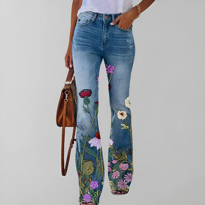 Bethanie - gerade geschnittene jeans mit blumenmuster