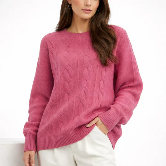 Oversize-zopfstrickpullover für damen