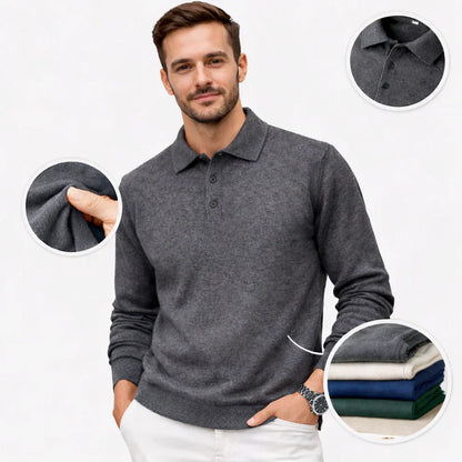 Warmer herrenstrickpullover mit polokragen