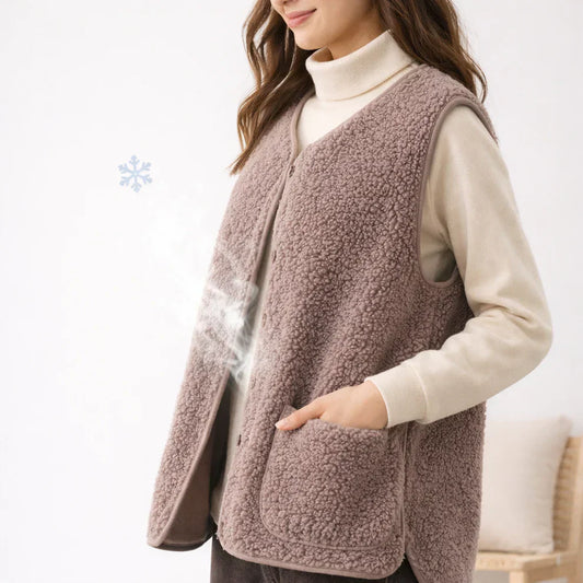 Oversized teddy-fleeceweste für damen