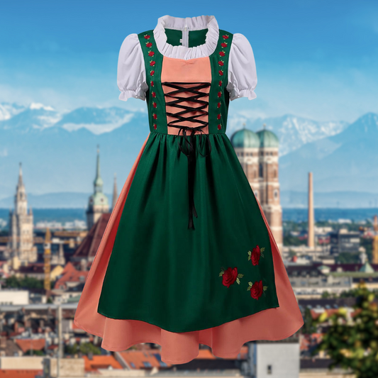Hannelore | Dirndlkleid mit Rosenstickerei und Kontrastmieder für Frauen