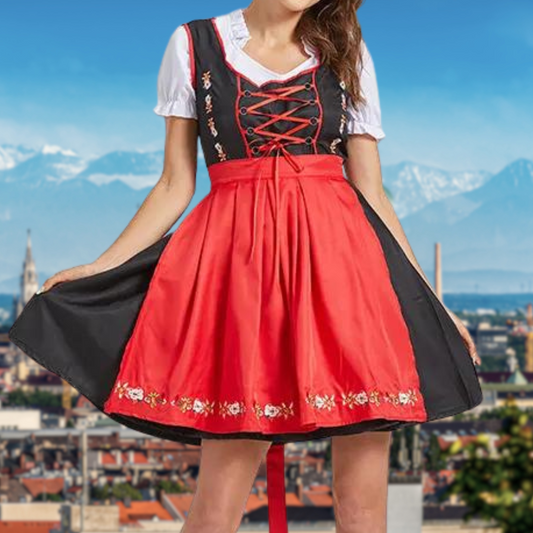 Ingrid | Dirndlkleid mit Blumenstickerei und Schnürmieder für Frauen
