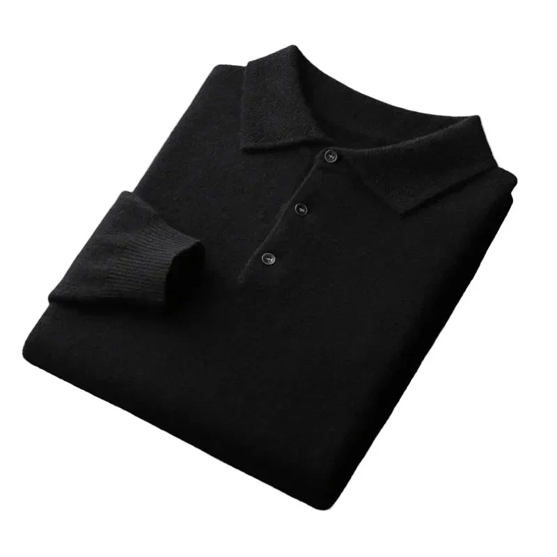 Warmer herrenstrickpullover mit polokragen