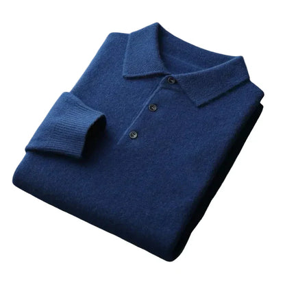 Warmer herrenstrickpullover mit polokragen