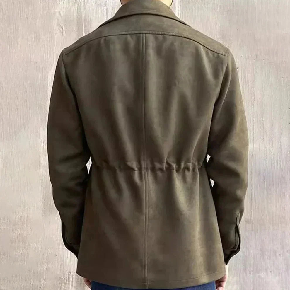 Safari-feldjacke aus wildleder für herren mit knopfleiste – herren