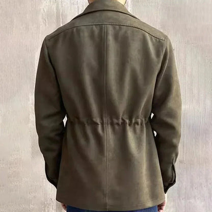 Safari-feldjacke aus wildleder für herren mit knopfleiste – herren