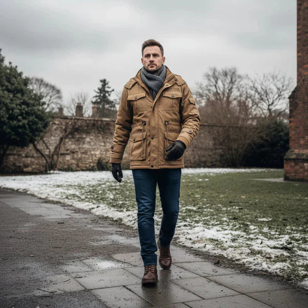 Winterjacke im militärstil für herren mit fleecekapuze – herren