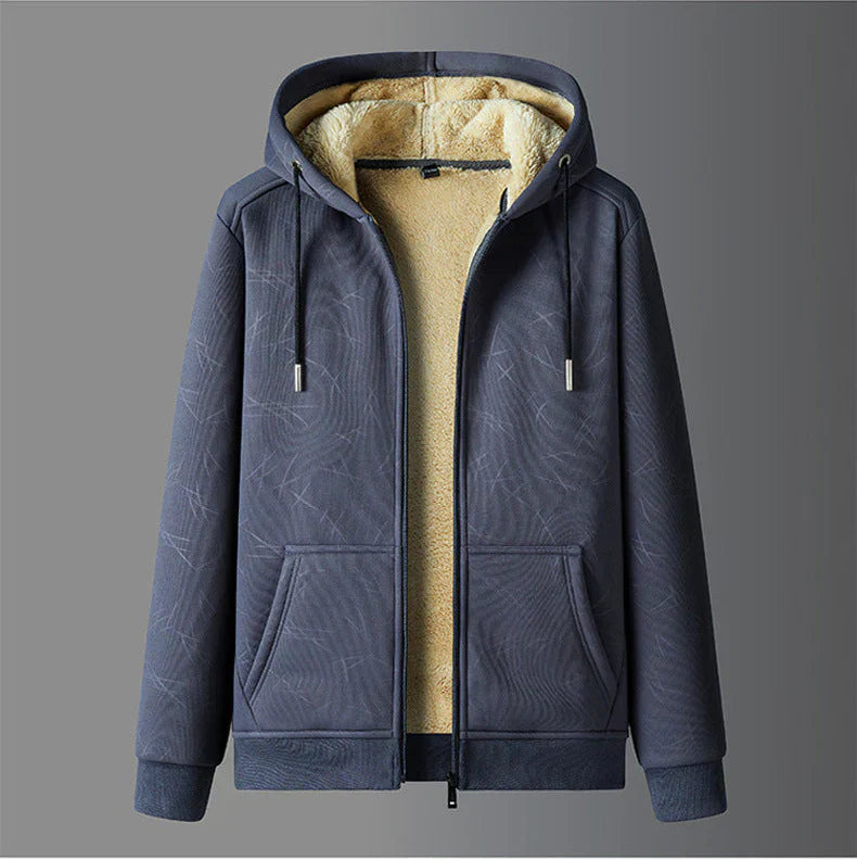 Mads – sherpa-gefütterte hoodie-jacke mit reißverschluss und kordelkapuze