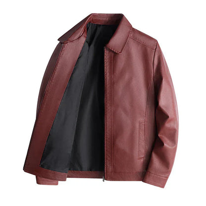 Maxim – slim fit kunstlederjacke mit stehkragen und zipper