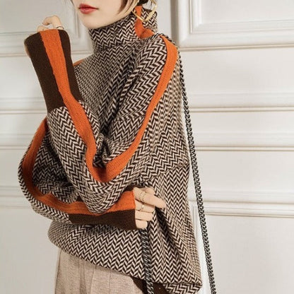 Malou – pullover mit hohem kragen und auffälligen streifen