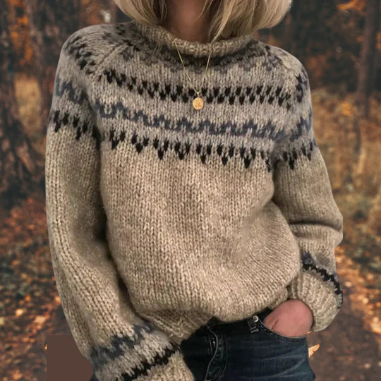 Willow – women's nordic knit sweater with winter pattern