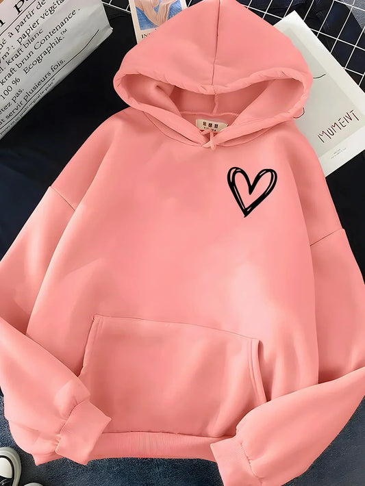 Saylor – hoodie mit herz-print für damen