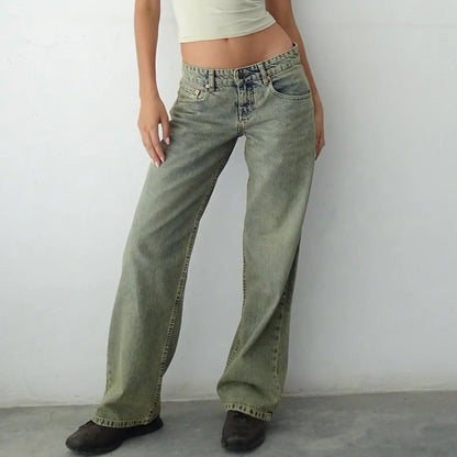 Vintage-jeans mit weitem bein für damen