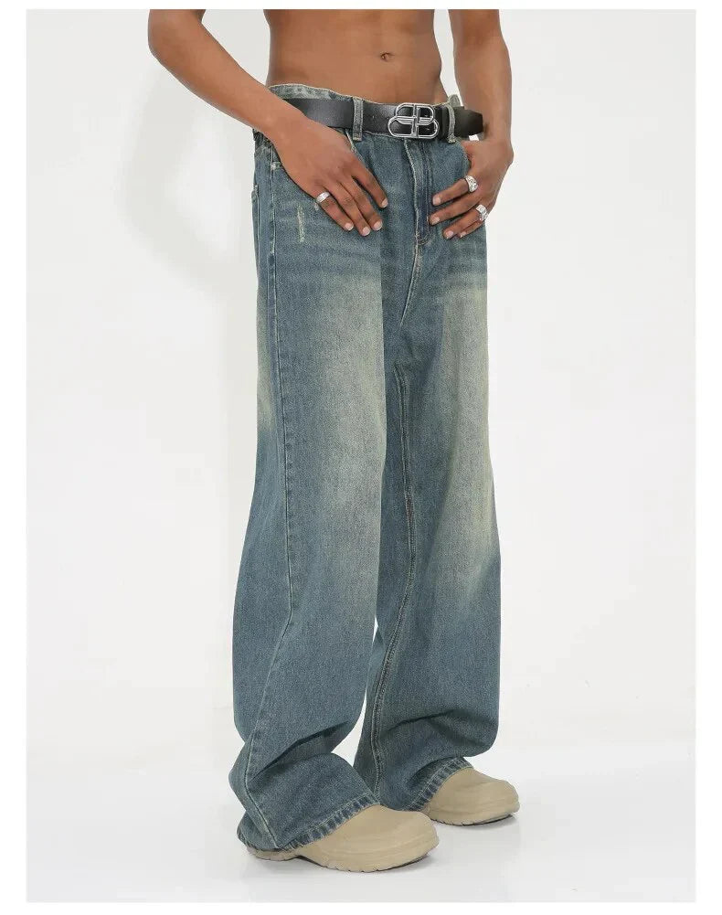 Weldon - gewaschene retro-jeans mit breiter passform