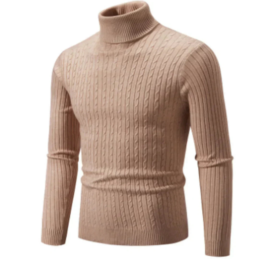 Stylischer rollkragen-strickpullover für herren – warmer winterstrick