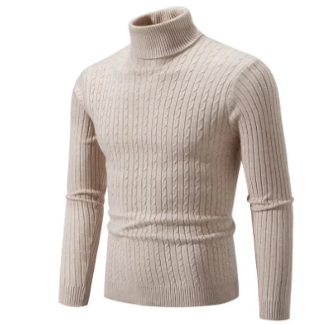 Stylischer rollkragen-strickpullover für herren – warmer winterstrick