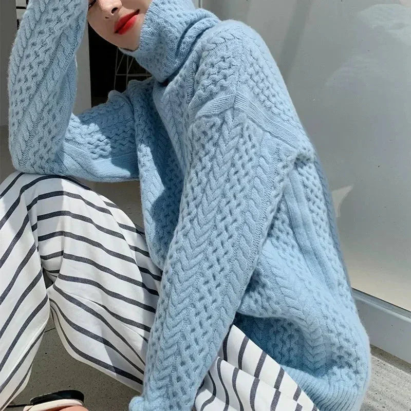 Warmer strickpullover mit strukturmuster – damen