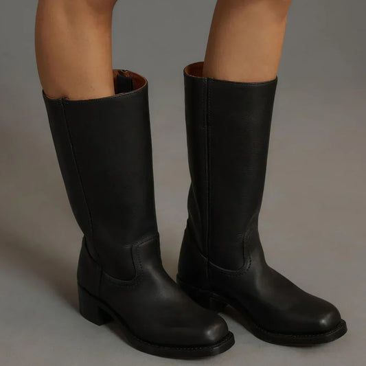 Strapazierfähige, klassische damenstiefel mit blockabsatz – für damen