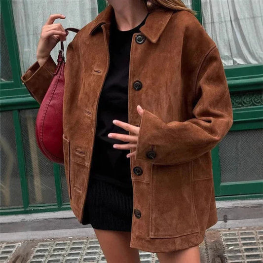 Weiche, elegante damenjacke mit taschen – damen