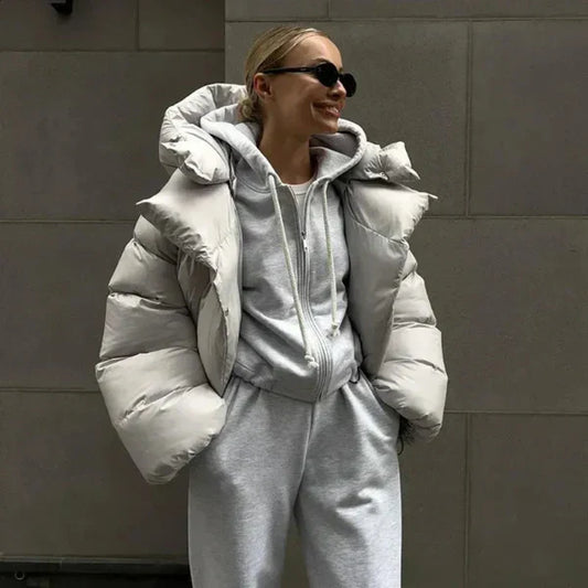 Stylische, wasserdichte oversize-steppjacke für damen – damen