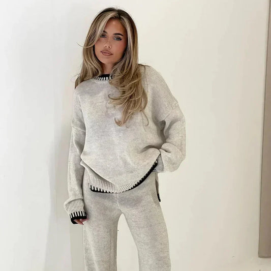 Stylischer trainingsanzug mit geteiltem pullover für damen – damen