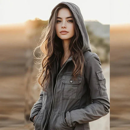 Utility-parka-schneejacke für damen mit kapuze - damen