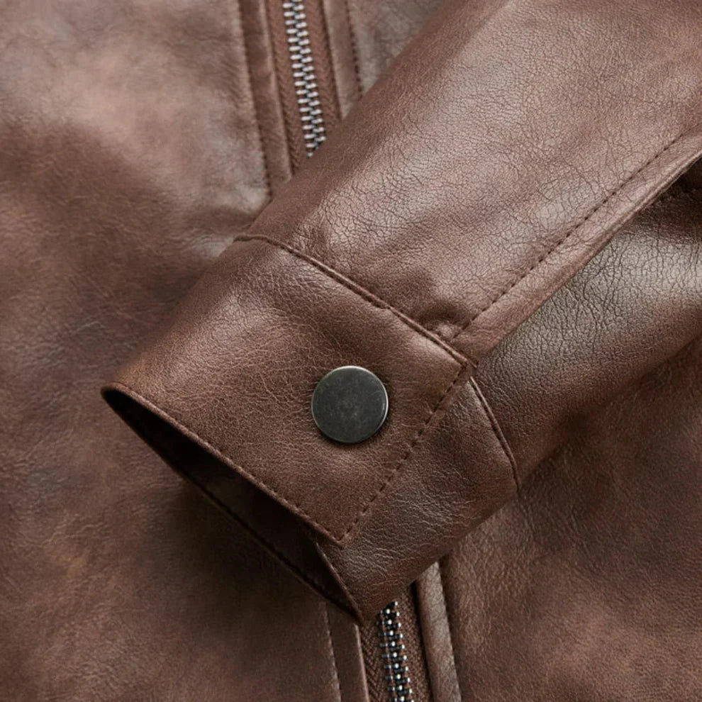 Vintage bikerjacke aus kunstleder für damen