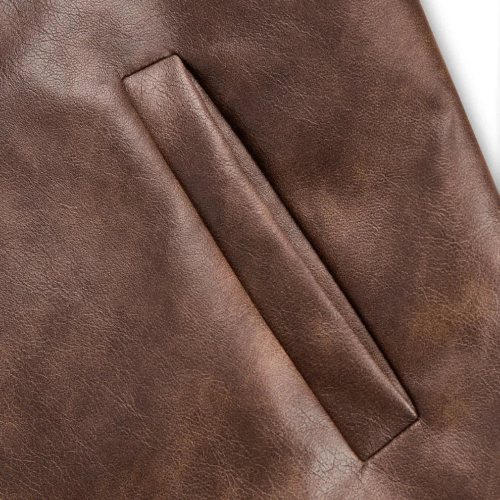 Vintage bikerjacke aus kunstleder für damen