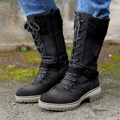 Winterstiefel mit schnürung, mittelhoch bis zur wade – damen