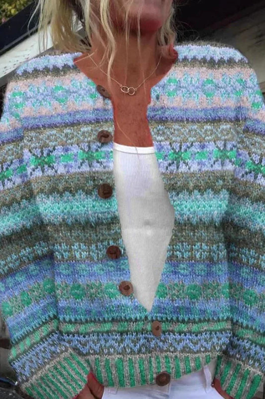 Lotte – blauer nordischer strickcardigan