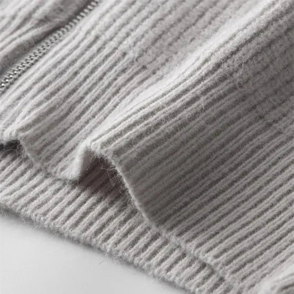 Wärmerer herren-rippstrickpullover mit reißverschluss - herren
