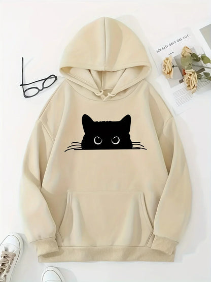 Bella - hoodie mit katzenprint und kapuze