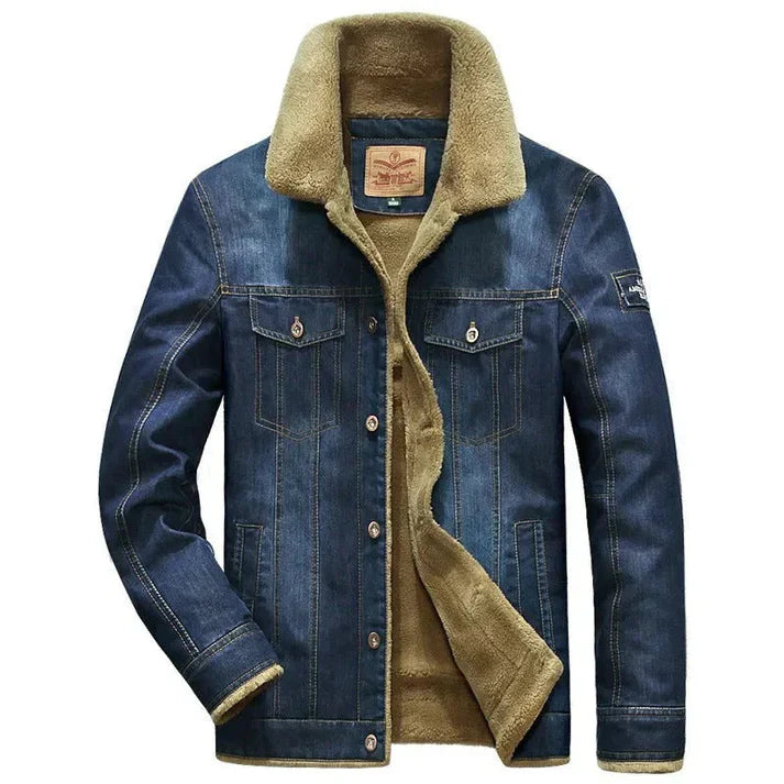 Felix – gefütterte denimjacke mit knopfleiste und brusttaschen