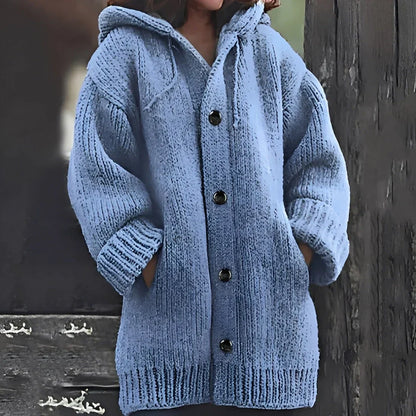 Jaqueline – gemütliche strickjacke mit kapuze und taschen