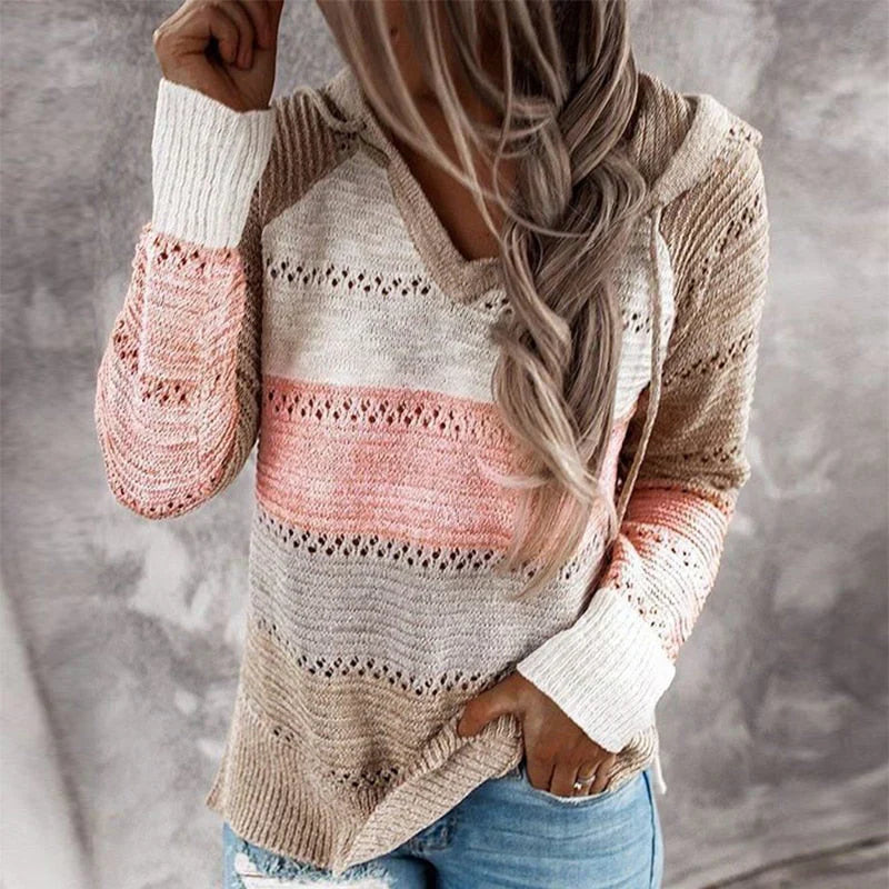 Strickpullover mit kapuze für damen – damen